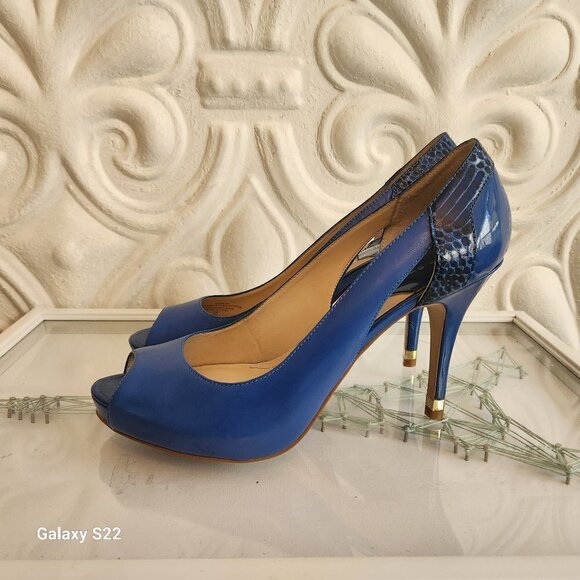 Mark Fisher "Bross" Leather Platform Peek Toe heels. Great condition. Size 9 - Picture 1 of 15